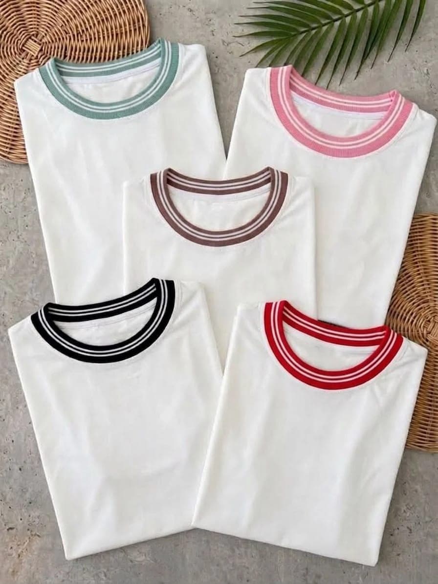 Camisetas de cuello tejido en contraste